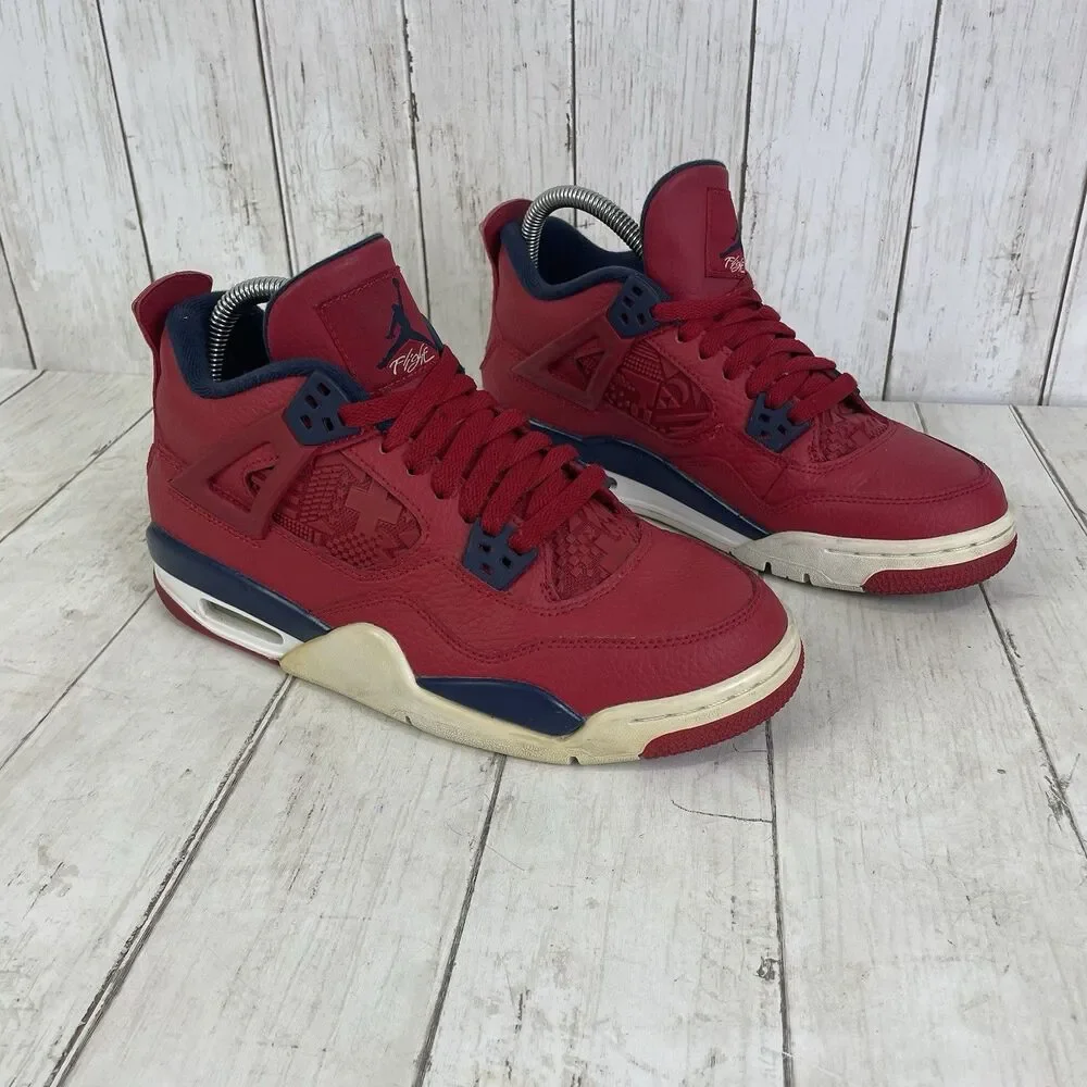 Nike Boys Air Jordan 4 408452-617 Red Basketball Shoes Sneakers Size 7Y